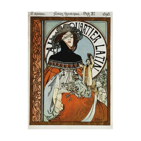 Alphonse Mucha Flowers - Au Quartier Latin, 1898 Print Wall Art By Alphonse Mucha