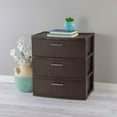 thumbnail image 2 of PetFurnishn 3 Drawer Wide Weave Storage Tower, Plastic Decorative Drawers to Organize Clothes in Bedroom, Closet, Brown with Brown Drawers, 1-Pack, 2 of 6