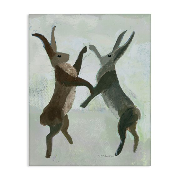 Stupell Industries Contemporary Boxing Hares in Neutral Tones Canvas Art, 16 x 20, by Kay Widdowson
