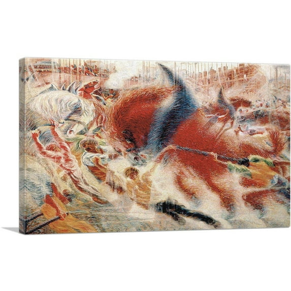 ARTCANVAS The City Rises 1910 Canvas Art Print by Umberto Boccioni - Size: 18" x 12" (0.75" Deep)