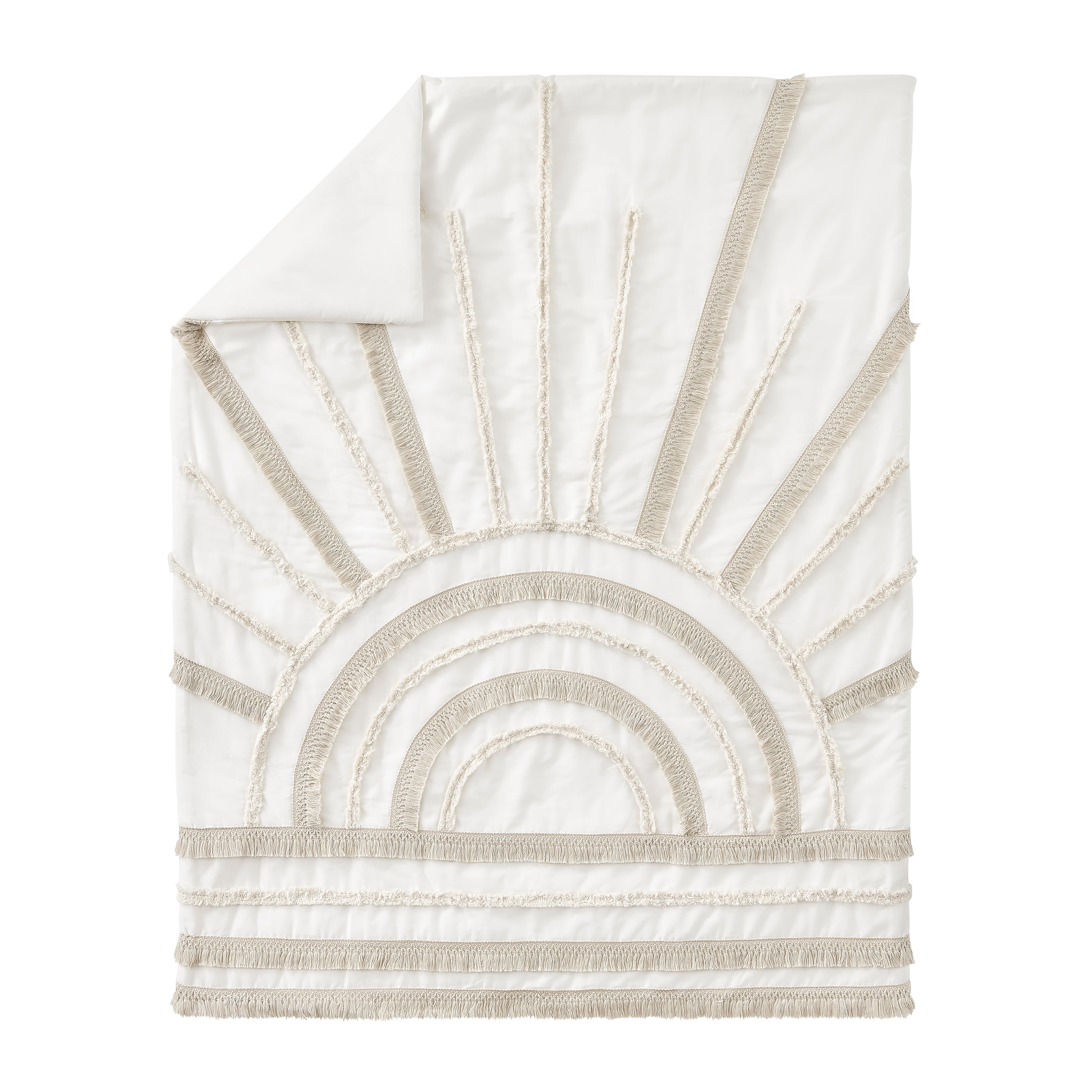 Sweet Jojo Designs Tufted Sun Ivory and Beige Crib Bedding + BreathableBaby Breathable Mesh Liner Pad