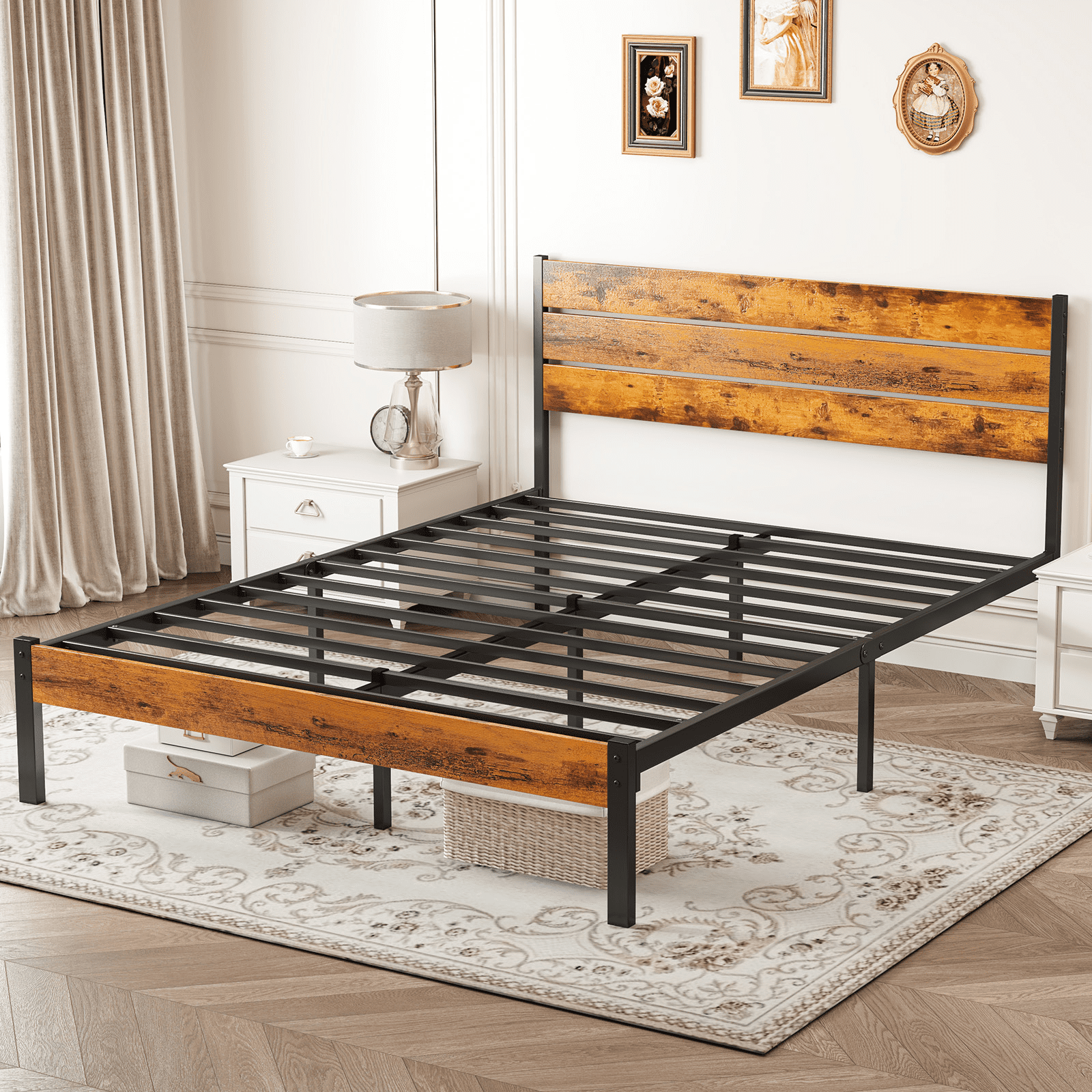 MAYEERTY Queen Metal Bed Frame - Headboard & Footboard, 800LBS Slats, No Box Spring​
