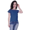 thumbnail image 2 of Moomaya Lace Sleeve Tops For Women Plain Boat Neck Tee Shirt, 2 of 6