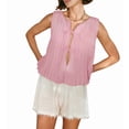 thumbnail image 2 of Linen Tie Front Tank Top Women Pleated Peplum Blouse Y2K Babydoll Ruffle Shirt Sleeveless Tunic Outfits Pink S, 2 of 10