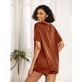 thumbnail image 7 of MINTREUS Silk Pajama for Women Short Sleeve Satin Pj Set Two Piece Soft Sleepwear Loungewear, 7 of 7