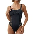 thumbnail image 1 of HBFAGFB Jumpsuit Womens Fashion Mesh Lace Slim Fit Tops Trendy Rompers Triangle Bottoms Black Size L, 1 of 8