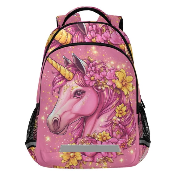 ALAZA Unicorn Glitter Pattern Backpack Elementary School Bags Student Bookbag Travel Rucksack