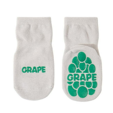 

CHAOMA 1 Pair Kids Baby Anti-Slip Floor Ankle Socks with Silicone Grips Cute Cartoon Fruit Pattern Toddler Infant Non Skid Combed Cotton Mid Tube Crew Hosiery