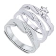 thumbnail image 2 of Pompeii 1/3ct Diamond Engagement Wedding Ring Trio Set 10K White Gold (I/J,I2-I3), 2 of 5