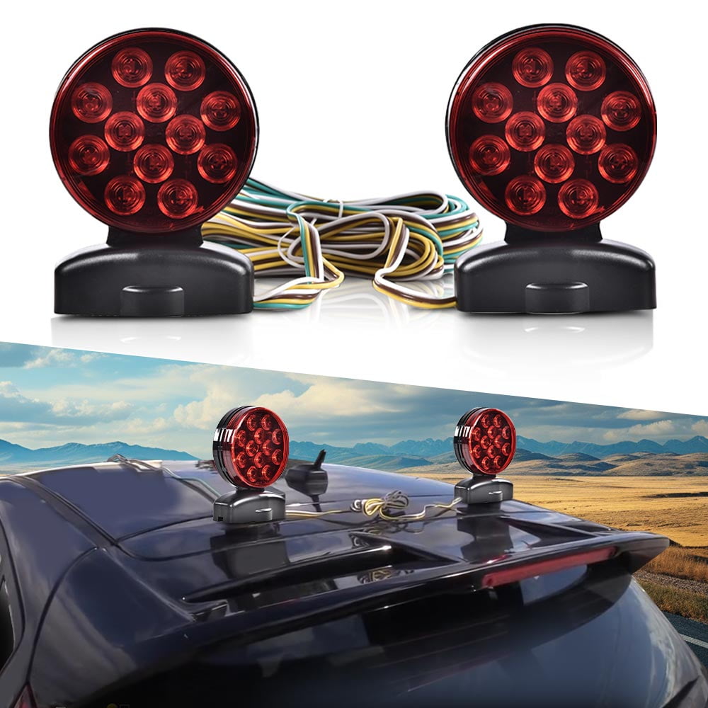 CROSSDESIGN Magnetic Towing Light 12v Tow Trailer Lights Brake Tail Signal 12 Volt Kit Led