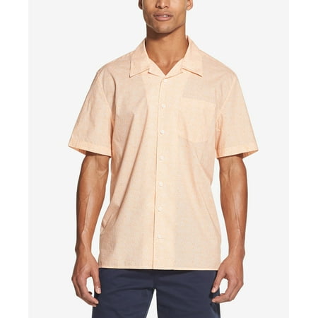 Men Shirt Medium Button Down Star Print Short Sleeve M