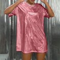 thumbnail image 6 of ManxiVoo Women's Drop Shoulder Tee Dress Sparkly Glitter for Concert Festival and Summer Outfit S Size Pink, 6 of 8