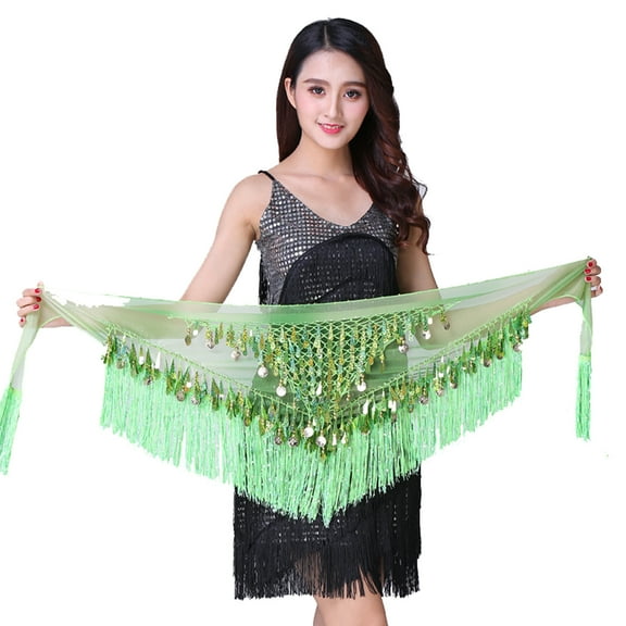 XChangeFun Belly Dance Hip Scarf with Tassels Sequins, Multicolor 1 Piece