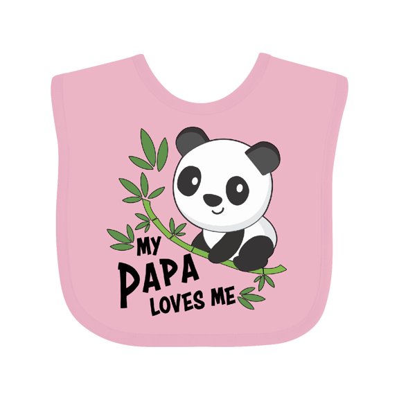 Inktastic My Papa Loves Me- Cute Panda Boys or Girls Baby Bib