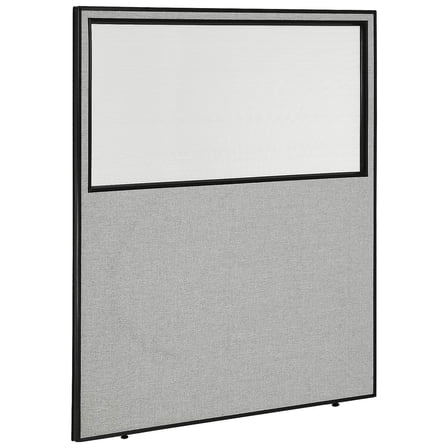 60-1/4"W x 72"H Office Partition Panel with Partial Window, Gray