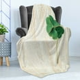 thumbnail image 4 of Clover Soft Flannel Fleece Throw Blanket, Close up Photo of Shamrock with 4 Leaf on Grunge Backdrop, Cozy Plush for Indoor and Outdoor Use, 50" x 60", Champagne Off White, by Ambesonne, 4 of 5