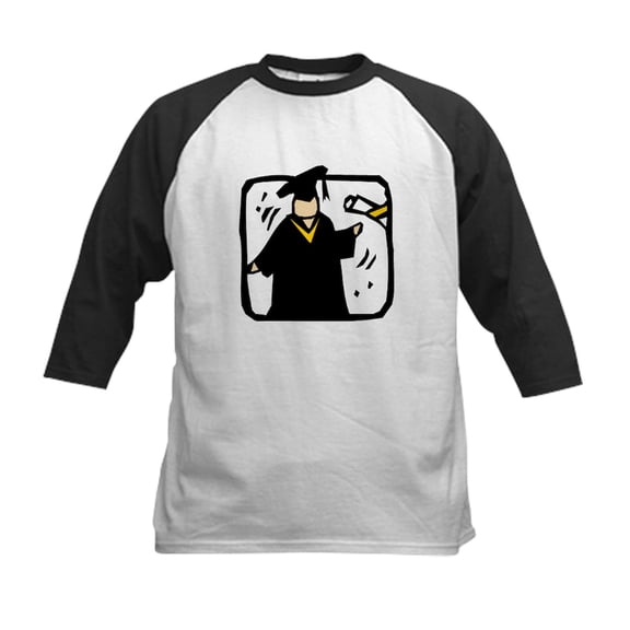 CafePress - Graduate Receiving Diploma Graduation Baseball Jersey - Kids Cotton Baseball Jersey, 3/4 Sleeve Shirt