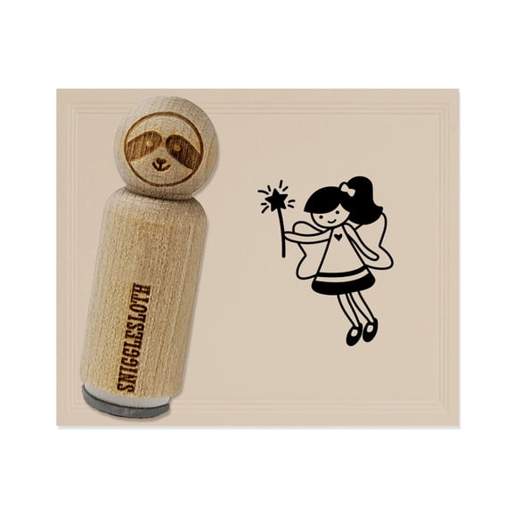 Sweet Fairy with Wand Rubber Stamp for Scrapbooking Crafting Stamping - Mini 1/2 Inch