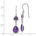 thumbnail image 4 of Primal Silver Sterling Silver Rhodium-plated Diamond Amethyst Dangle Earrings, 4 of 4
