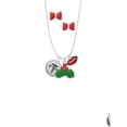 thumbnail image 2 of Delight Jewelry Silvertone Domed Black PTA Christmas Kiss Charm Necklace and Stud Earrings, 2 of 4