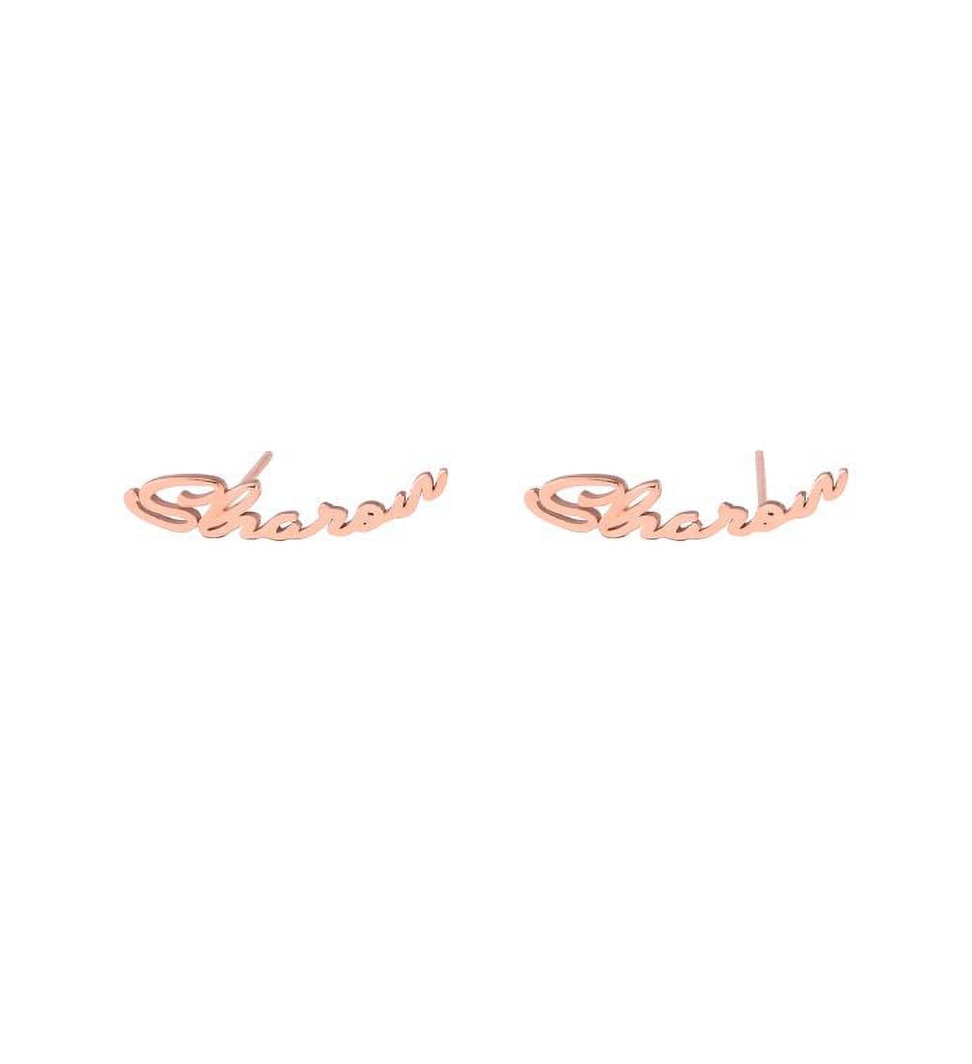 Anavia Personalized Sterling Silver Name Earring - Dainty Name Earring - Personalized Jewelry - Bridesmaid Gift for Her