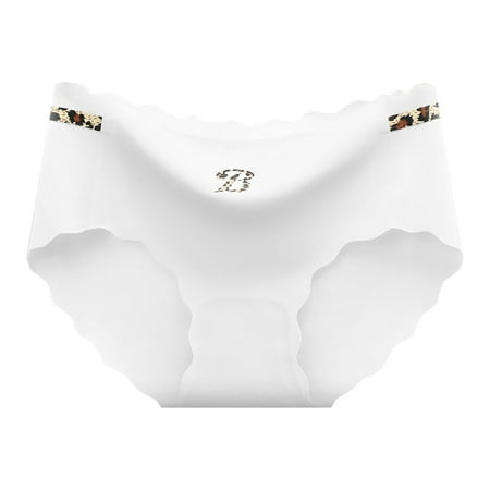 

QYZEU Womens Underwear Thong Women Leopard Pprint Ice Silk Seamless Mid Low Waist Large Size Breathable Briefs Panties