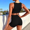 thumbnail image 4 of Babysbule Women's Summer Tops Women Sleeveless Seamless Ribbed Crop Tank High Waist Shorts Yoga Outfits Sets, 4 of 8