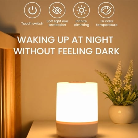 Touch‑Control Bedside Night Lamp With Remote Control Dimmable Brightness & Multi‑Color Temperature Portable LED Desk Light For Bedroom Hallway Indoor Home Decoration