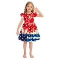 thumbnail image 2 of Jinhomg Toddler Girls Holiday Dresses Cute Star Striped Print Midi Dress Casual Ruffle Flutter Sleeve Party Dresses Patriotic 4Th Of July American Flag Outfits Red 140, 2 of 5