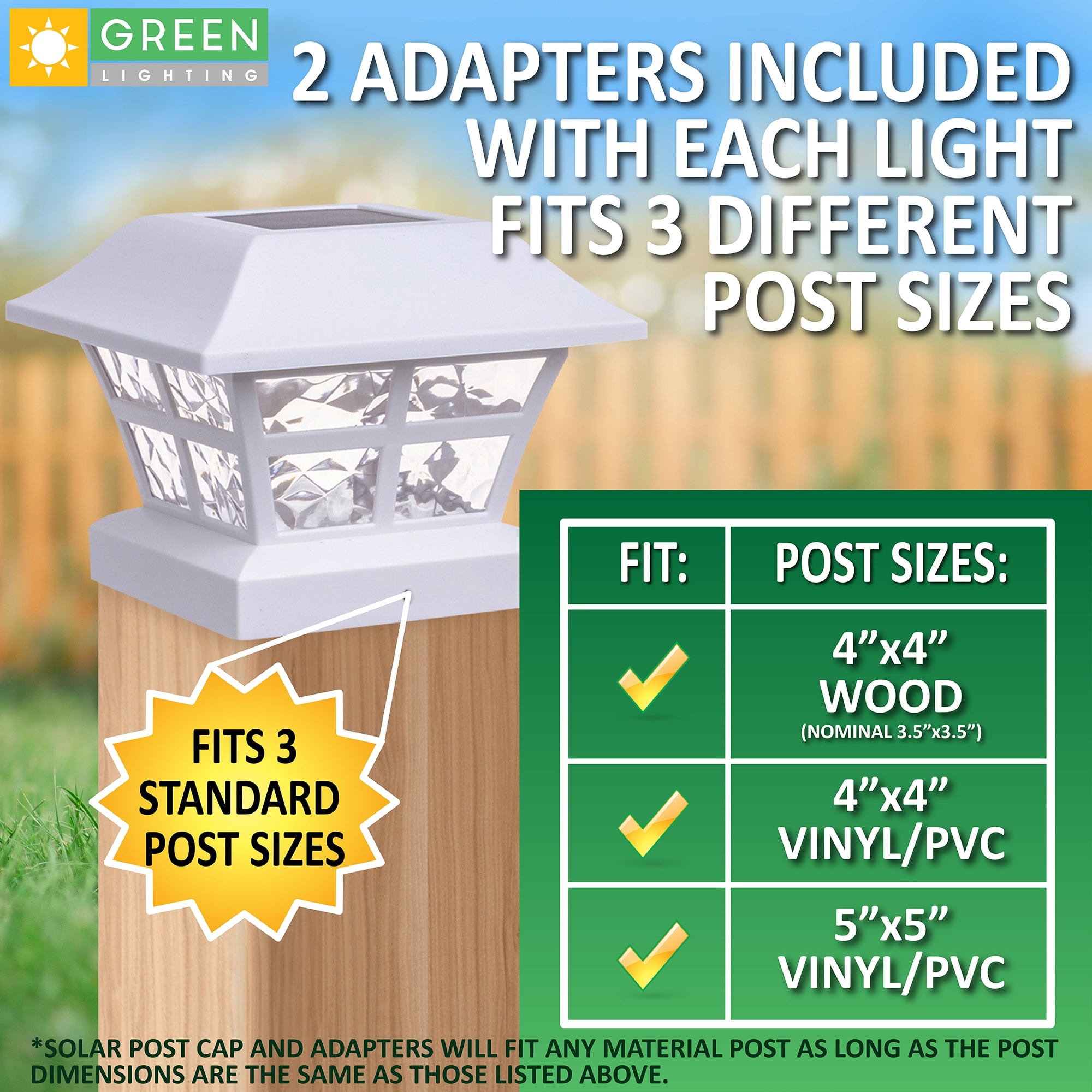 GreenLighting Evolve White Solar Post Cap Lights - 4x4 Post Caps and Outdoor Post Lights - Waterproof Solar Lights for Fence Posts - Solar Post Lights fit 4x4 5x5 Vinyl/PVC White, 12 Pack)