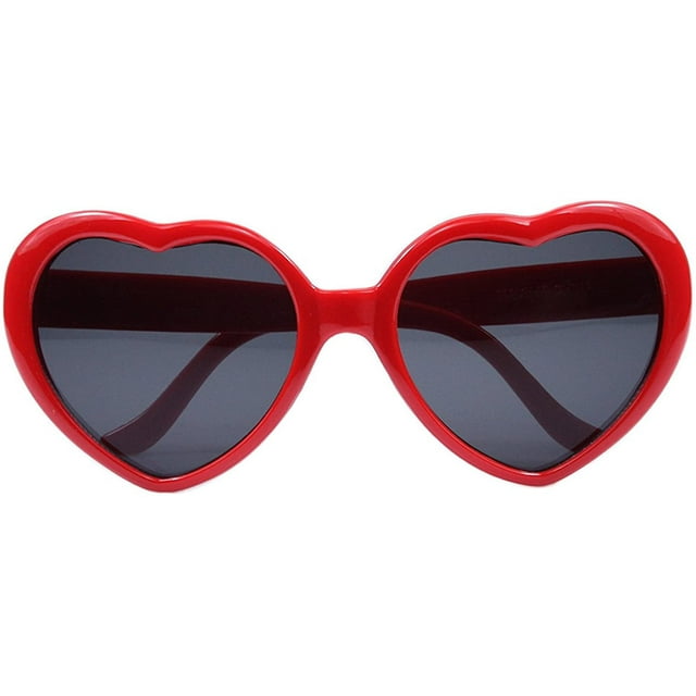Lunettes de Soleil Rétro pour Femmes en Forme de Grand Cœur, Mignonnes