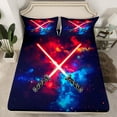 thumbnail image 2 of jejeloiu Lightsaber Twin Sheet Sets,Abstract Lightning Twin Fitted Sheet,Red Black Blue Flat Sheet For Boys Kids,Microfiber Bedroom Decor,3-Piece, 2 of 7