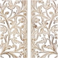 thumbnail image 4 of DecMode Brown Wooden Handmade Arched Floral Wall Decor with Intricate Carvings (2 Count), 4 of 8