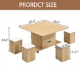 thumbnail image 5 of YINGYING Lift-Top Coffee Table with Hidden Storage and Stools, Rectangle Center Table with 4 Stools & Casters Living Room Table, 5 of 12