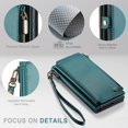thumbnail image 5 of for Samsung Galaxy S23 Plus/ S23+ Case, 【RFID Blocking】 for Samsung S23 Plus Wallet Case for Women Men, Leather Magnetic Flip Strap Zipper Card Holder Case for Galaxy S23 Plus, Blue Green, 5 of 11