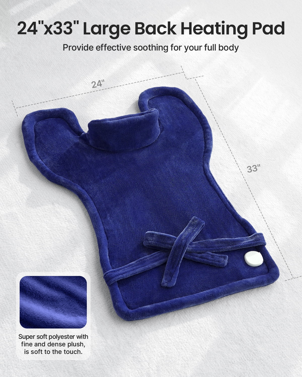 RENPHO 24"x33" Electric Heating Pad for Neck Shoulder and Back, FSA Eligible, Heat Pad for Pain Relief, Fast Heating Hot Therapy 6 Heat Settings, ETL Certified, Gifts for Women Men - Dark Blue