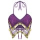 thumbnail image 3 of Top corto para danza del vientre para mujer, traje de actuación de danza del vientre, cuentas de plástico de malla, Top con sujetador Halter de lentejuelas con cordones y borlas nítidas, 3 of 5