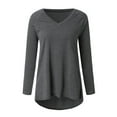 thumbnail image 3 of Diconna Women's autumn solid color V-neck long-sleeved plus size pullover, 3 of 3
