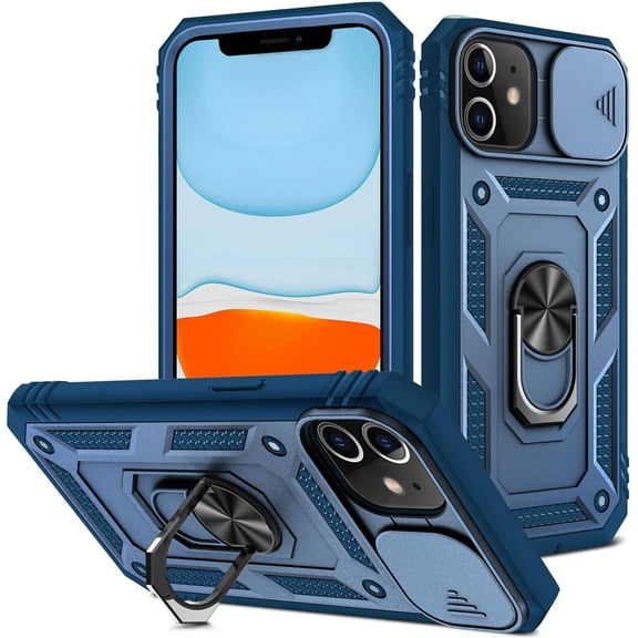 Case for iPhone 11, Camera Cover Phone Case with Rotation Ring Stand for Apple iPhone 11 - Blue