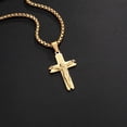 thumbnail image 3 of Cross Jesus Crucifixion Necklace For Men Women 14K Yellow Gold Byzanine Chain Crucifix Pendant, 3 of 7