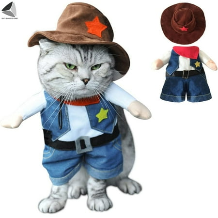 UPC: 0810056298937 | Sixtyshades Funny Pet Costume Cowboy Cosplay Dog Clothes With Hat Halloween Christmas Party Outfits for Small Dog Cat (Size M)
