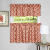 Achim Colby Polyester Light Filtering Curtain Tier and Valance Set, Orange, 58" x 36"