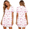 thumbnail image 6 of Womens Comfy Pajamas New Women’s Print Nightshirt with Pockets Lapel Neck Button Loose Nightgown Summer Ruffle Short Sleeve Casual Sleep Dress, 6 of 7