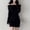 Black, variant on Off Shoulder Dress, Ribbed Knit Bodycon Mini Dress, Casual Winter Dress with Lapel and Adjustable Straps