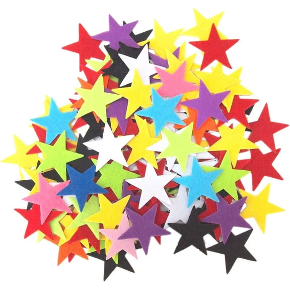 Playfully Ever After 1.5 Inch Mixed Color Assortment 85pc Felt Star Stickers