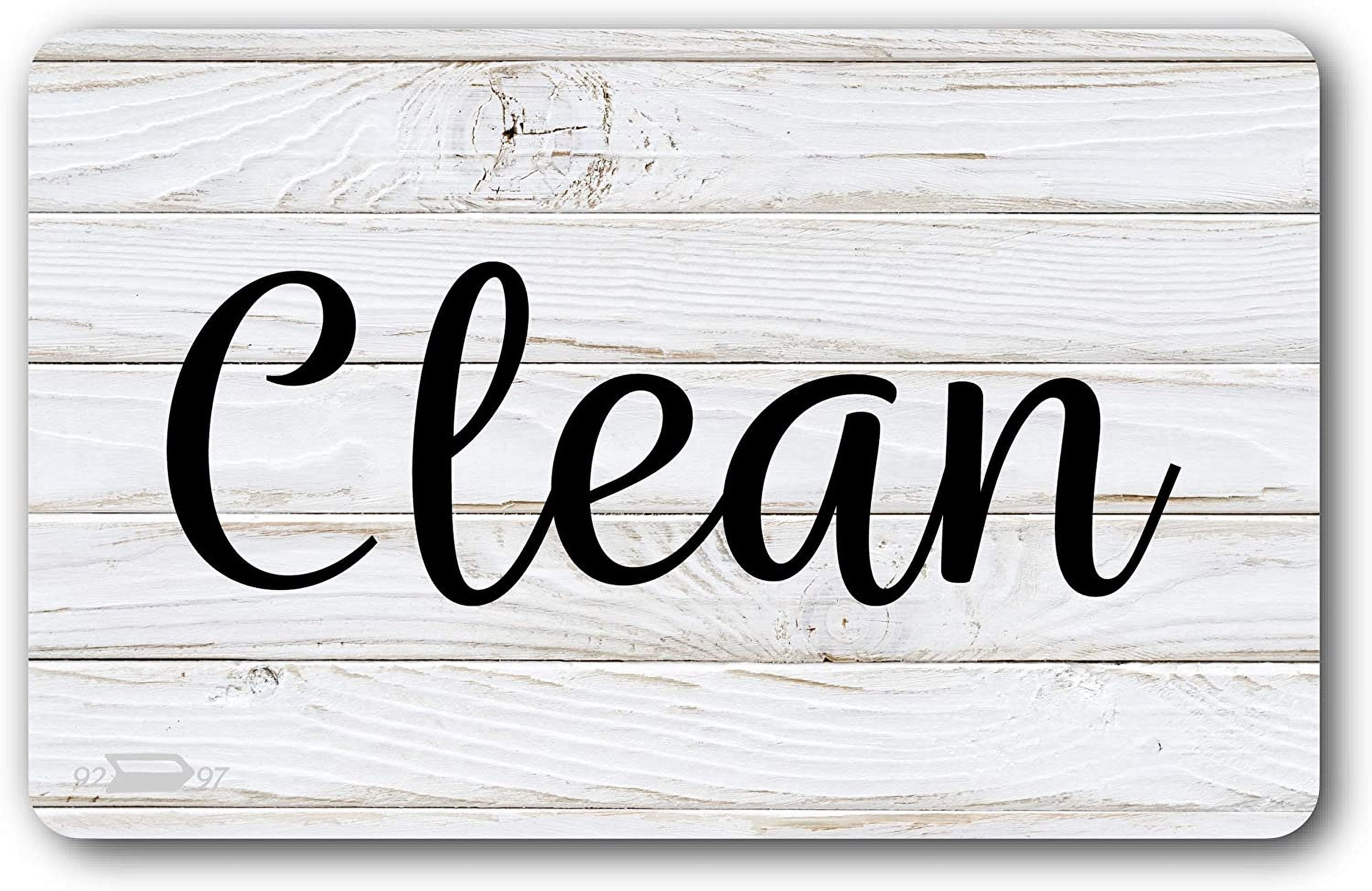 Black & White Wood Clean Dirty Magnet for Dishwasher, Reversible Dishwasher Magnet Clean Dirty Sign, Magnetic Dish Washer Sign Indicator, Rustic Farmhouse Kitchen Decor, Rustic White & Black Wood