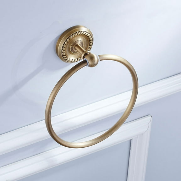 YOSADIER Vintage Towel Hook 1Pack Elegant Design Brass Round Towel Ring For Home Bathroom Accessories 7.5x7.1x2.8in