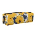 thumbnail image 1 of Easygdp Blue Striped Sunflower para Estuche de Lápices de Cuero, Estuche de Papelería de Cuero, Estuche de Gran Capacidad con Cremallera, 1 of 7
