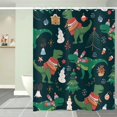 thumbnail image 3 of Christmas Shower Curtain, Green Dinosaur Snowman Xmas Tree Pattern Cute Animals Merry Christmas Holiday Bath Curtain Waterproof Fabric with Hooks for Home Decor, 72Wx84H, 3 of 6