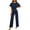 Navy, variant on NARABB Women Short Sleeve Playsuit Clubwear Straight Leg Jumpsuit With Belt